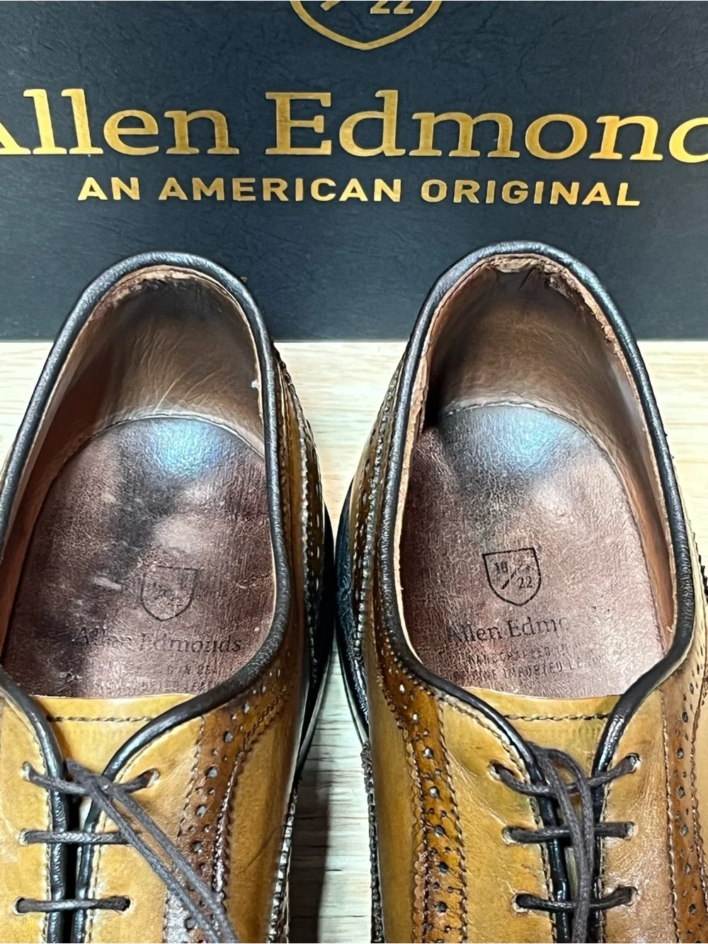 Allen Edmonds Strand Men’s Brogue Cap Toe Oxfords With Patinas Sz 8.5 2E 🇺🇸